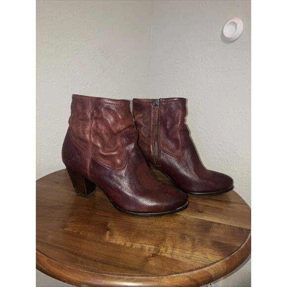 Frye Paulina Artisan Ankle Zip Bootie Womens Size 7M Reddish Brown